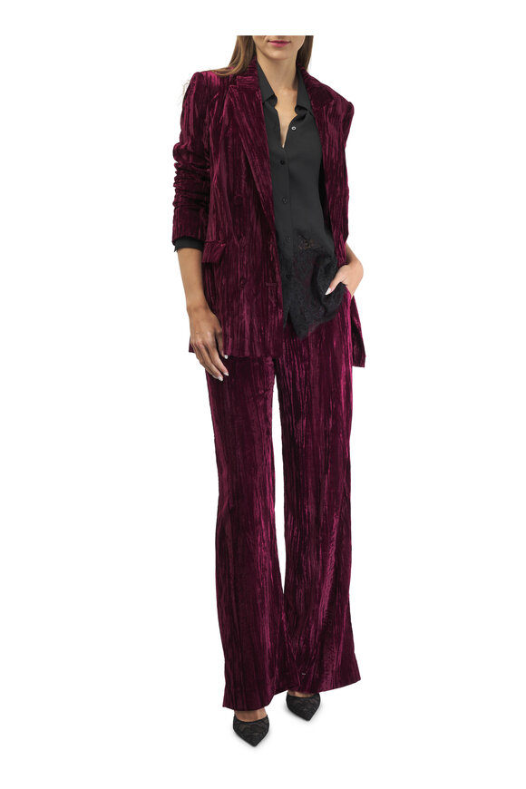 L'Agence - Livvy Dark Port Velvet Straight Leg Pant