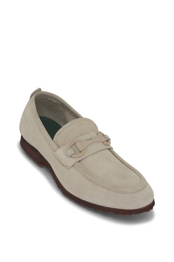 Ron White Andrew Gray & Neutral Suede Bit Loafers 