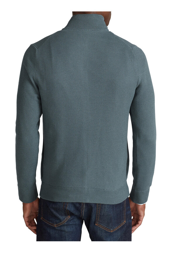 Ralph Lauren Purple Label - Isla Blue Mélange Silk & Cotton Full-Zip Sweater