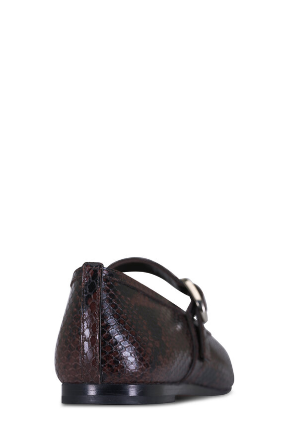 Le Monde Béryl Chocolate Leather Embossed Mary Jane Ballet Flat - view 4
