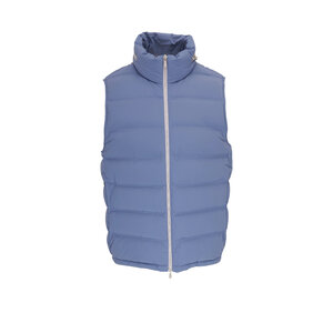 ベスト・ジレ BRUNELLO CUCINELLI Women Vests M0PV05172 BLUE Brunello Cucinelli - Blue Pinstripe Suede Vest | Mitchell Stores