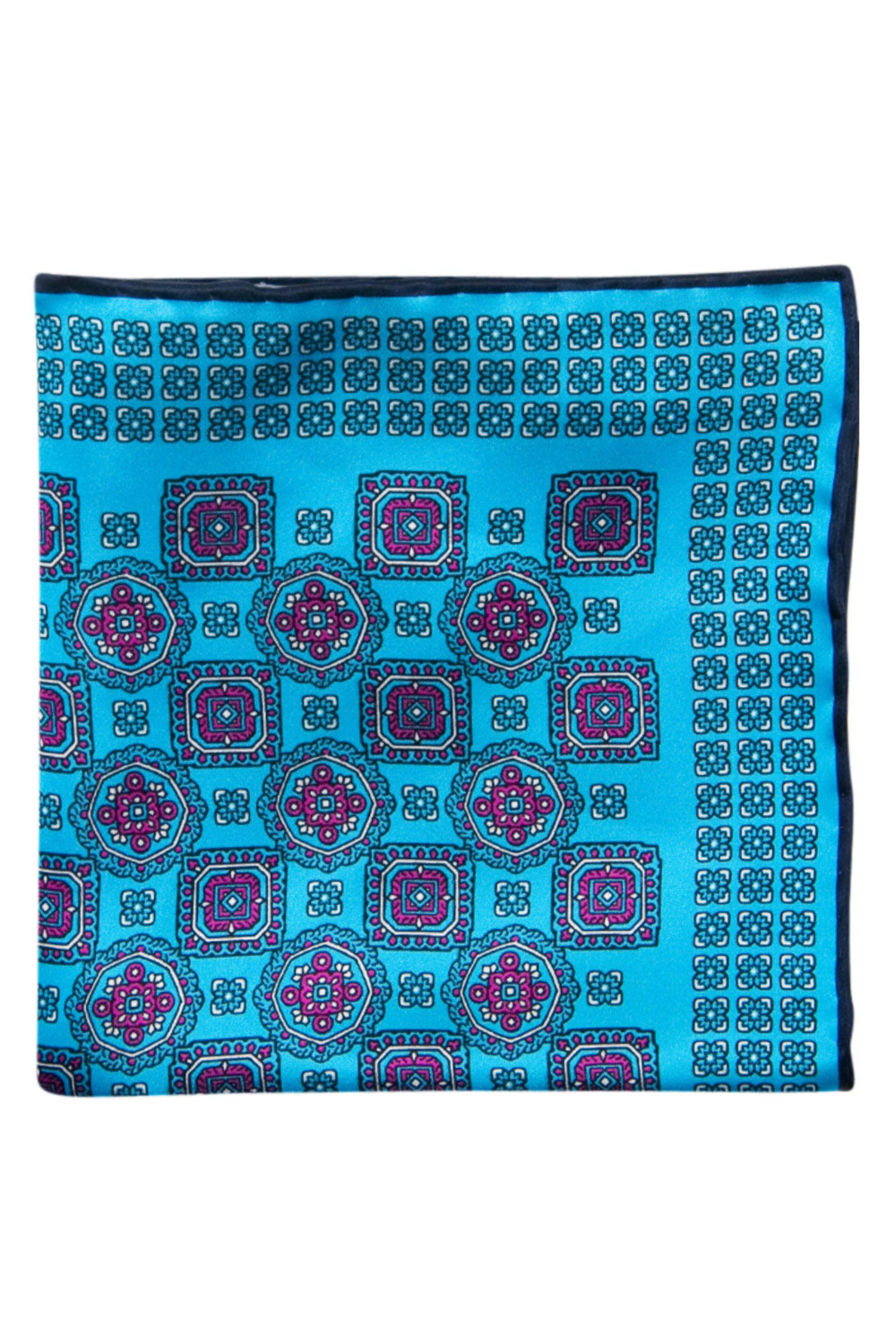 Italo Ferretti - Bordeaux and Sky Geometric Pocket Square