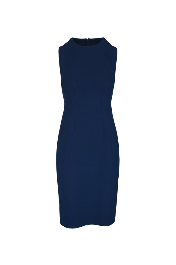 Akris Denim Blue Wool Sheath Dress - view 1