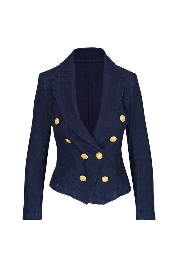 L'Agence Emerson Ardmore Wash Denim Structured Blazer