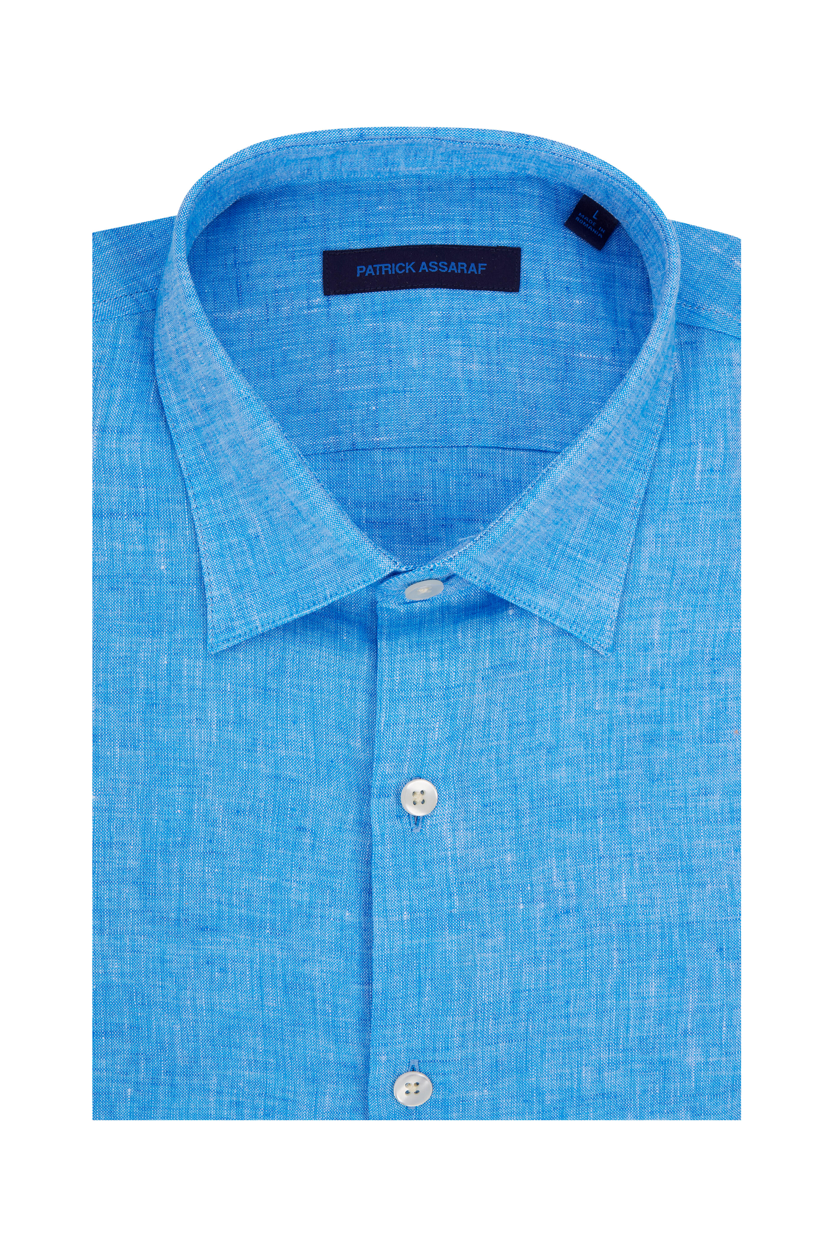 Patrick Assaraf - Aqua Linen Chambray Sport Shirt