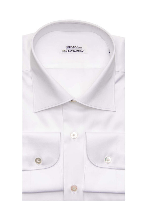 Fray White Satin Dress Shirt
