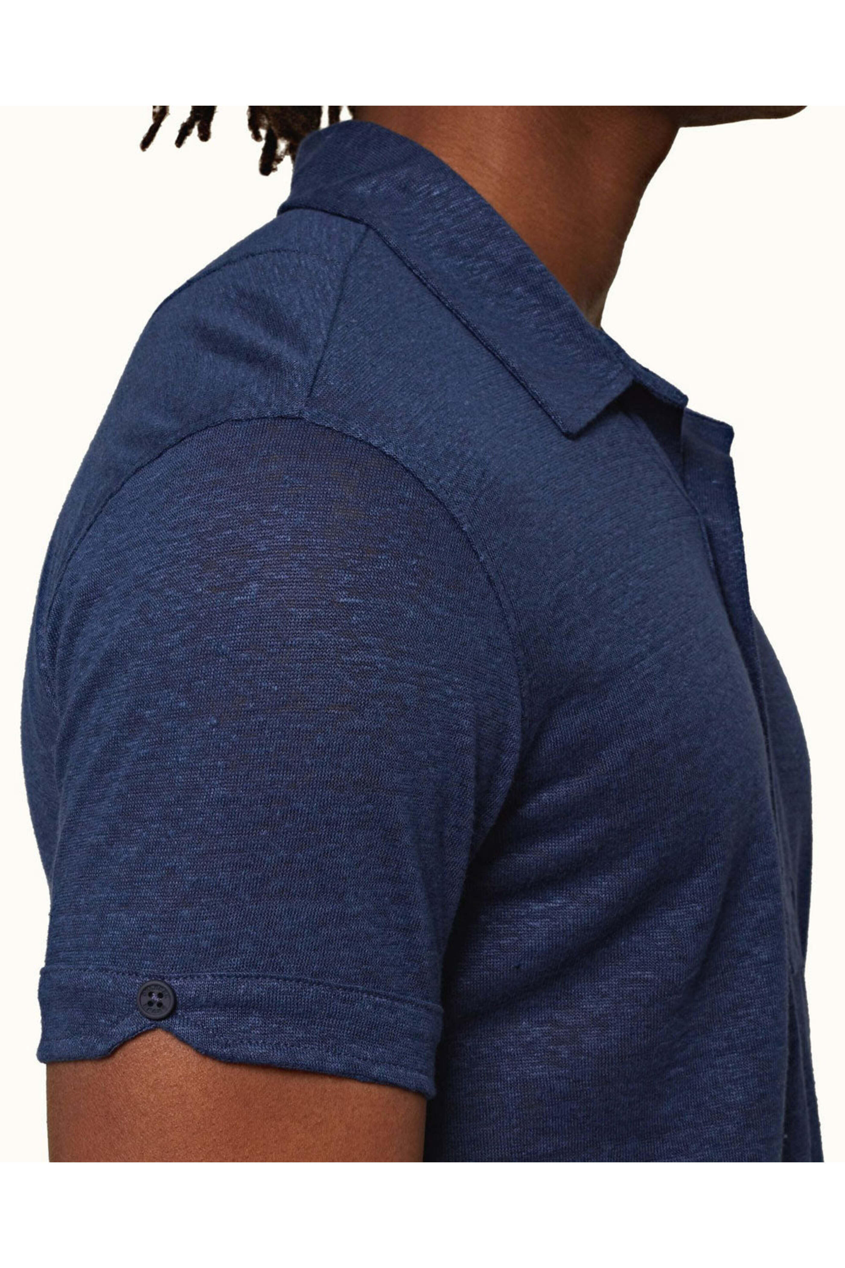 Orlebar Brown - Sebastian Linen Polo Shirt in Blue Wash