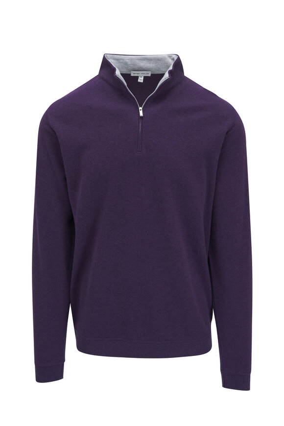 Peter Millar Crown Comfort Purple Quarter Zip Pullover