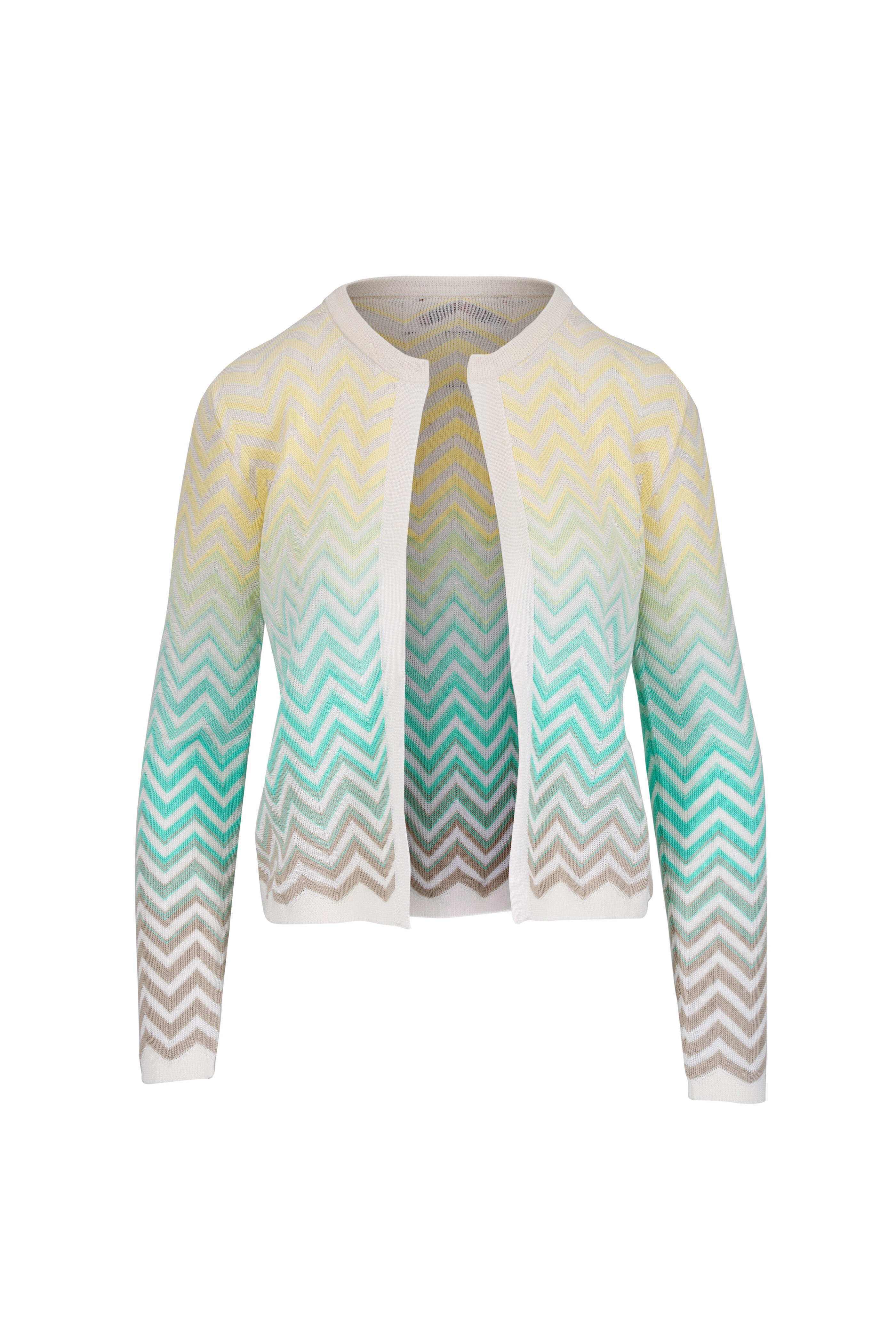 Missoni - Light Blue & Yellow Multi Chevron Cardigan - view 1