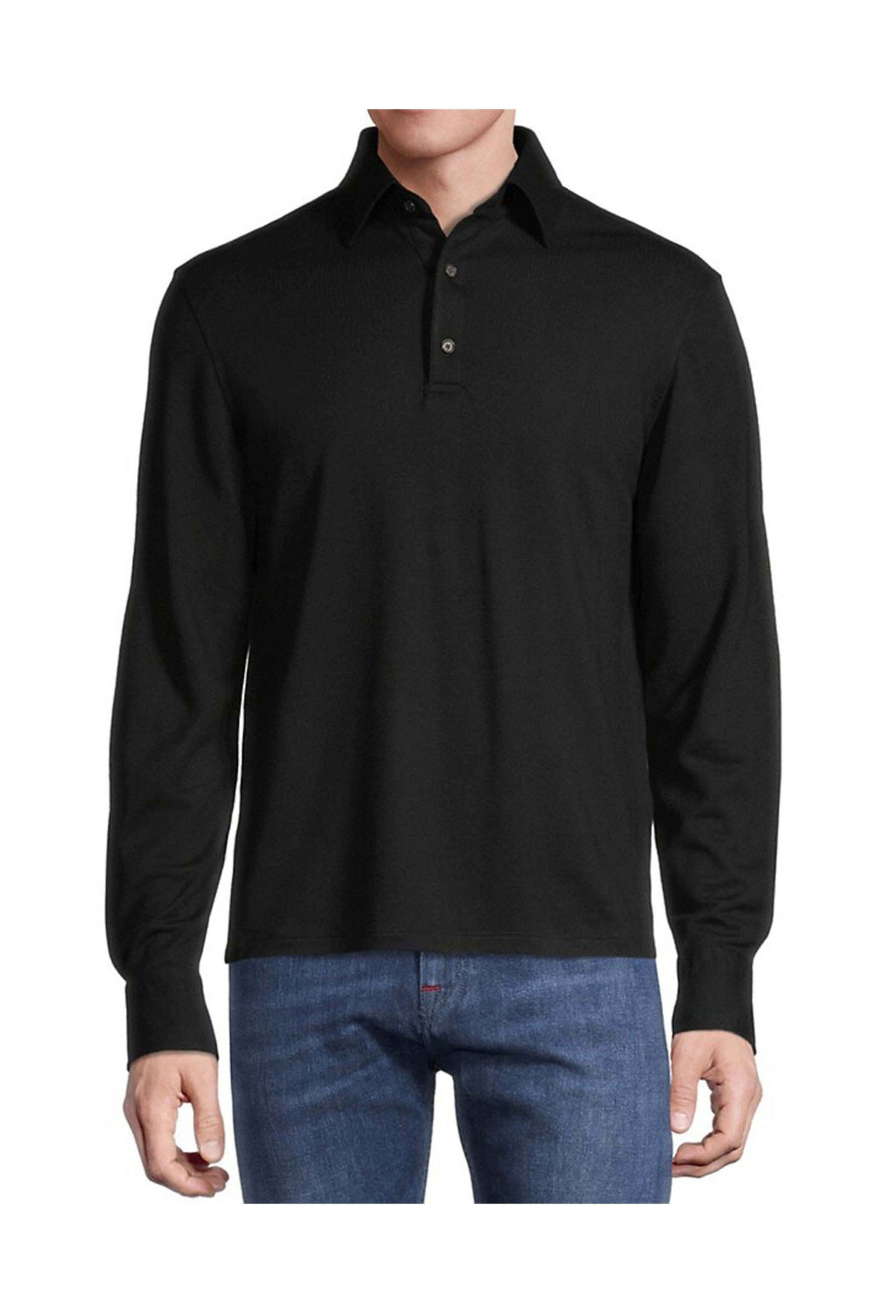 Isaia - Black Evening Long Sleeve Polo