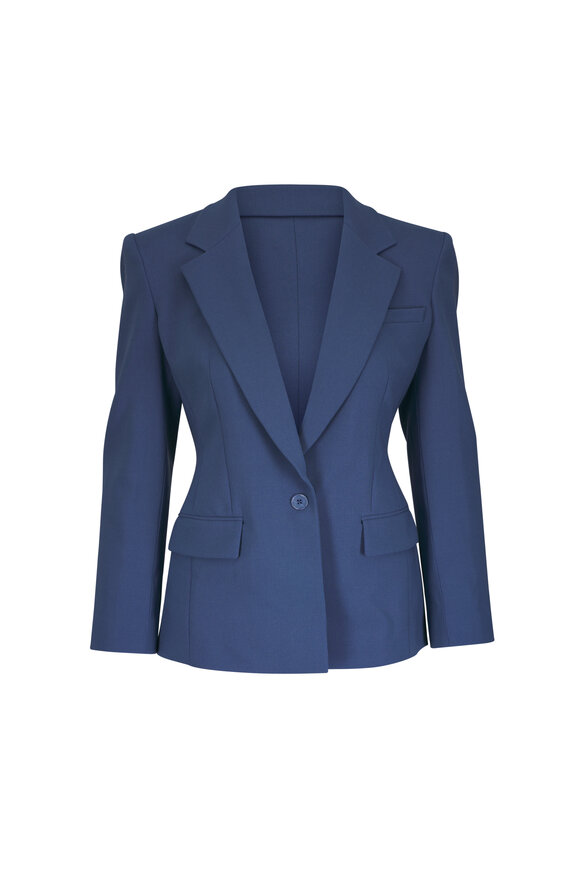 Michael Kors Collection Tyler Steel Blue Single Button Blazer