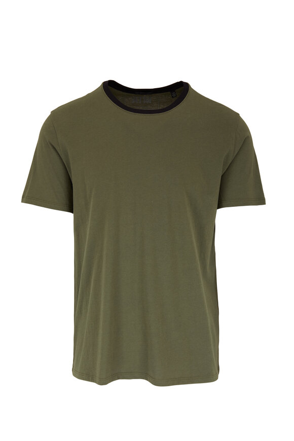 A T M - Beetle Green Banded Crewneck T-Shirt