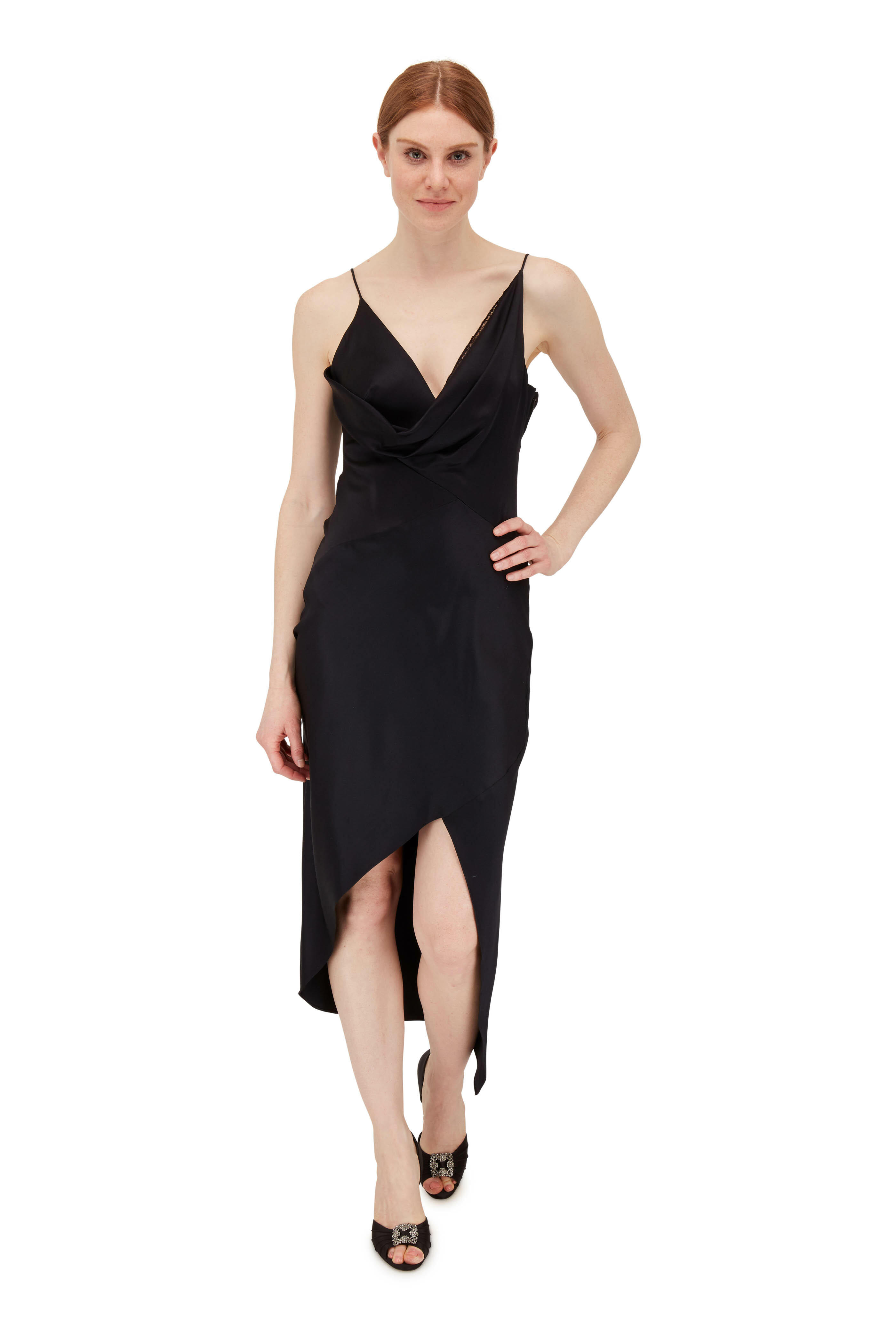 Cushnie - Hudson Black Silk Cowl Neck Sleeveless Dress