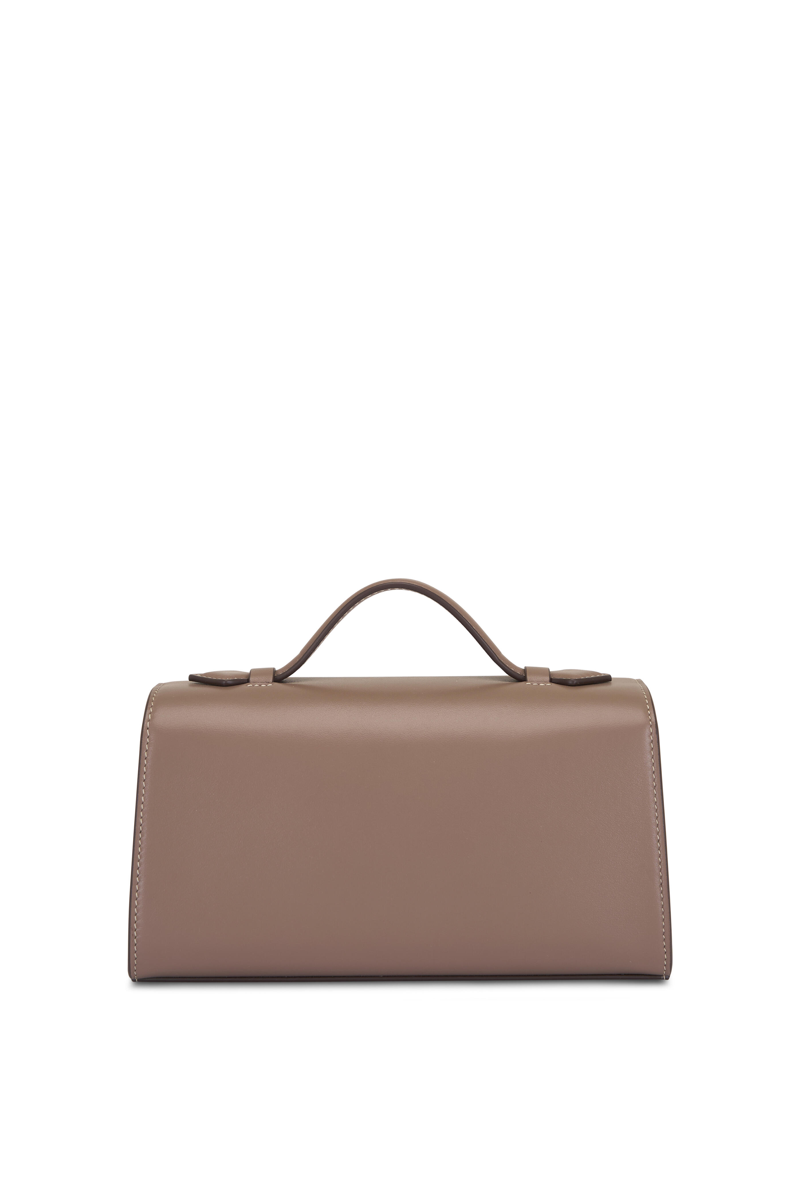 Savette - Symmetry Pochette Taupe Leather Top Handle Bag