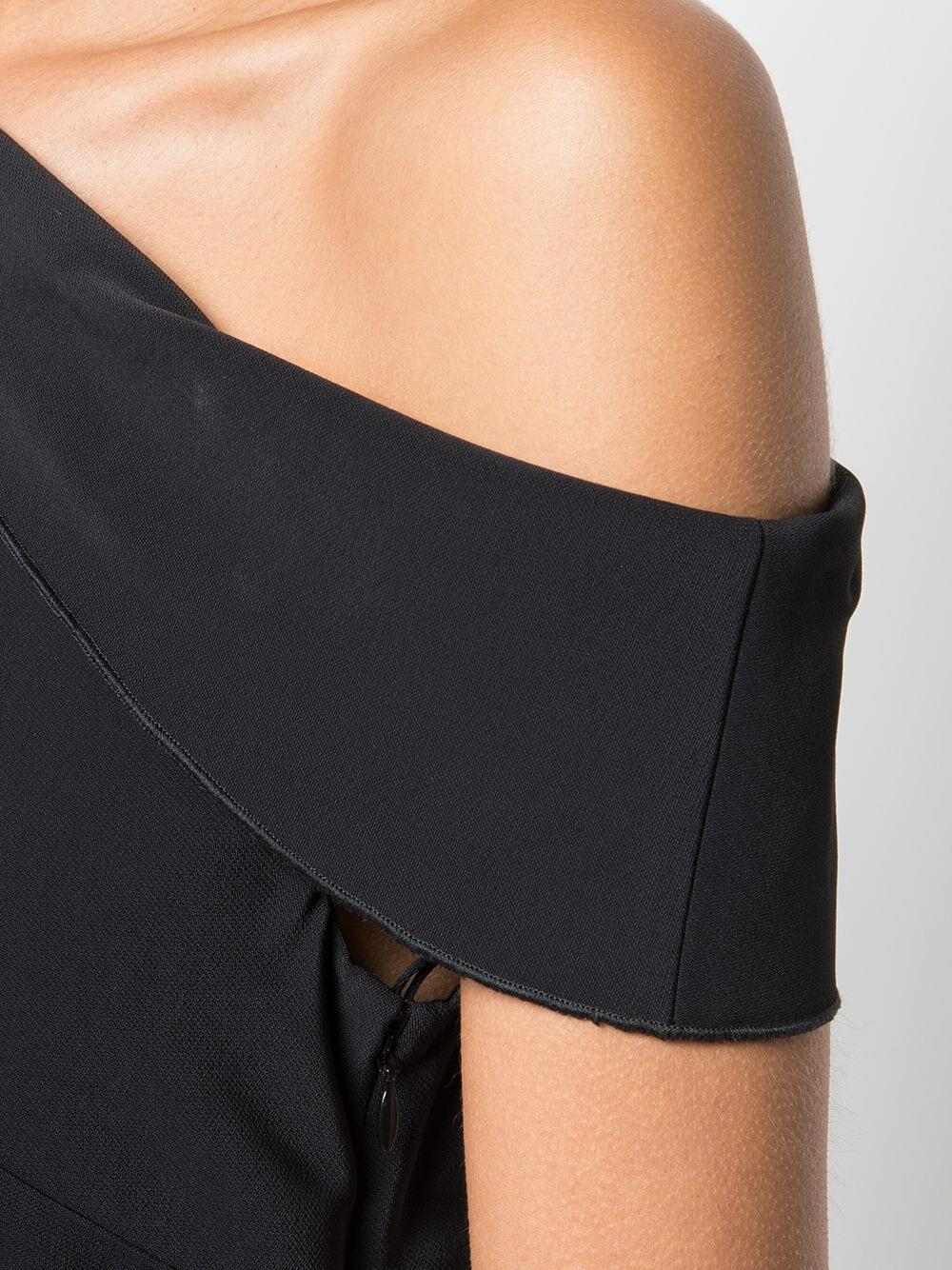 Rosetta Getty - Black Folded Shoulder Asymmetric Hem Dress