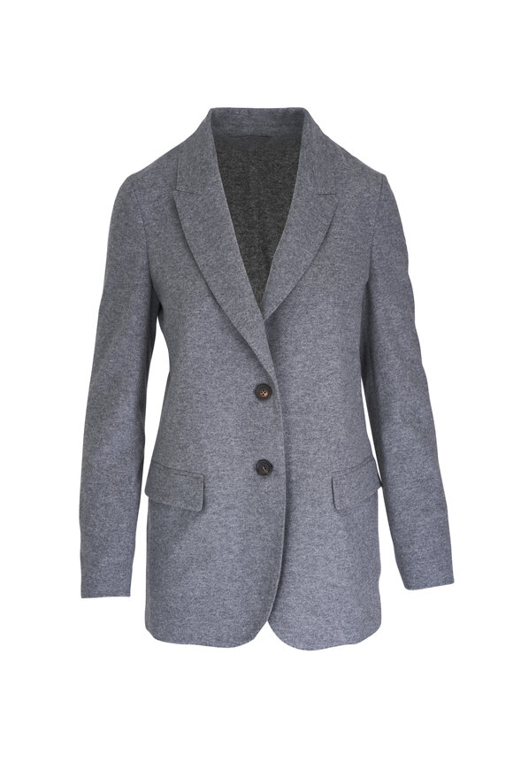 Brunello Cucinelli Gray Deconstructed Cashmere Jersey Jacket