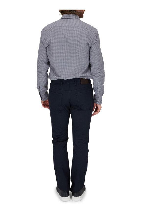 Zegna - Navy Piquè Five Pocket Pant