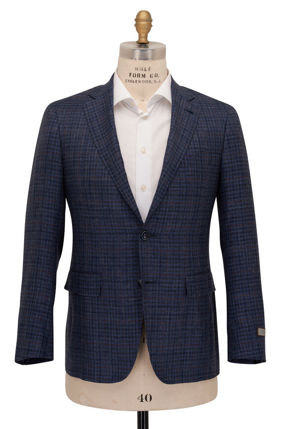 Canali - Kei Blue & Red Windowpane Plaid Sportcoat