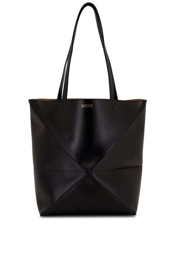 Loewe Medium Puzzle Black Shiny Leather Tote