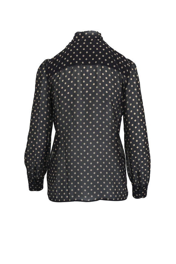 Nili Lotan - Carina  Black & Beige Polka Dot Silk Blouse 