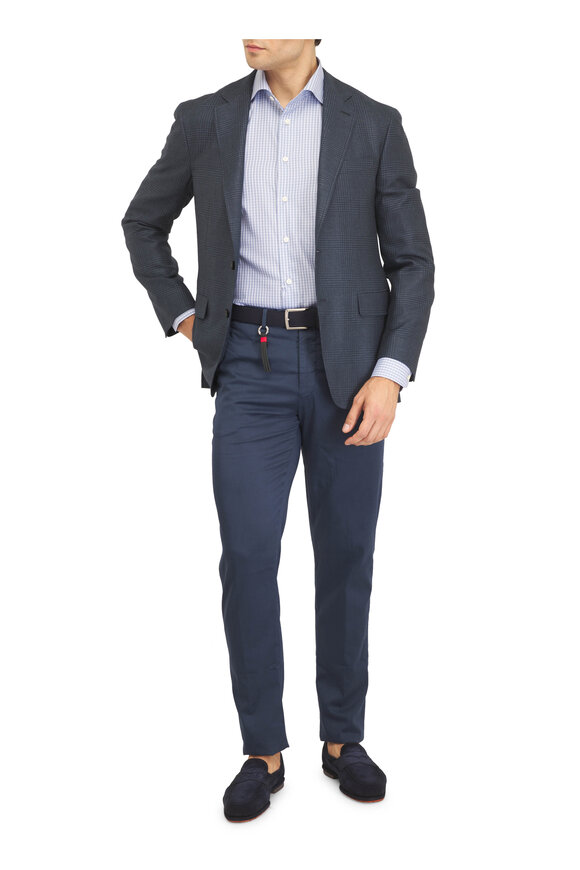 Eton Medium Blue Check Cotton Sport Shirt - view 2