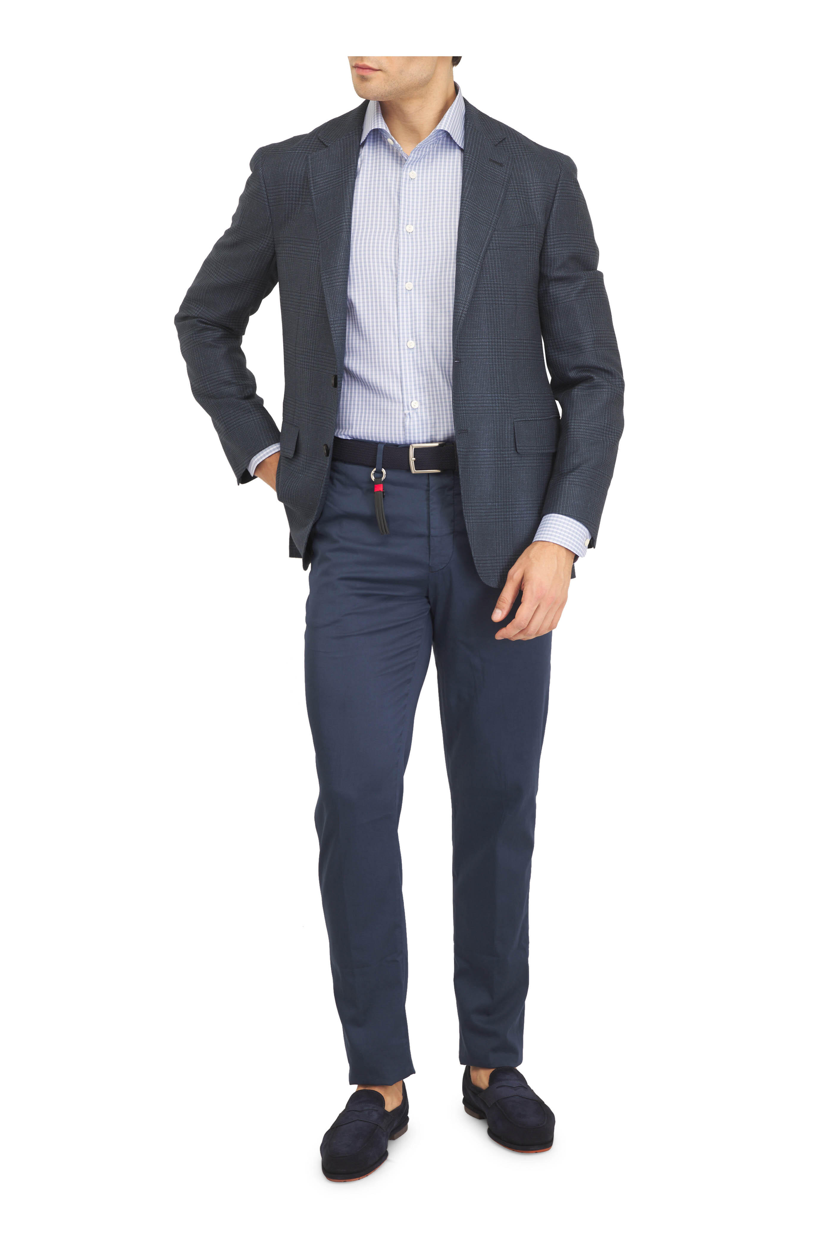 Eton - Medium Blue Check Cotton Sport Shirt