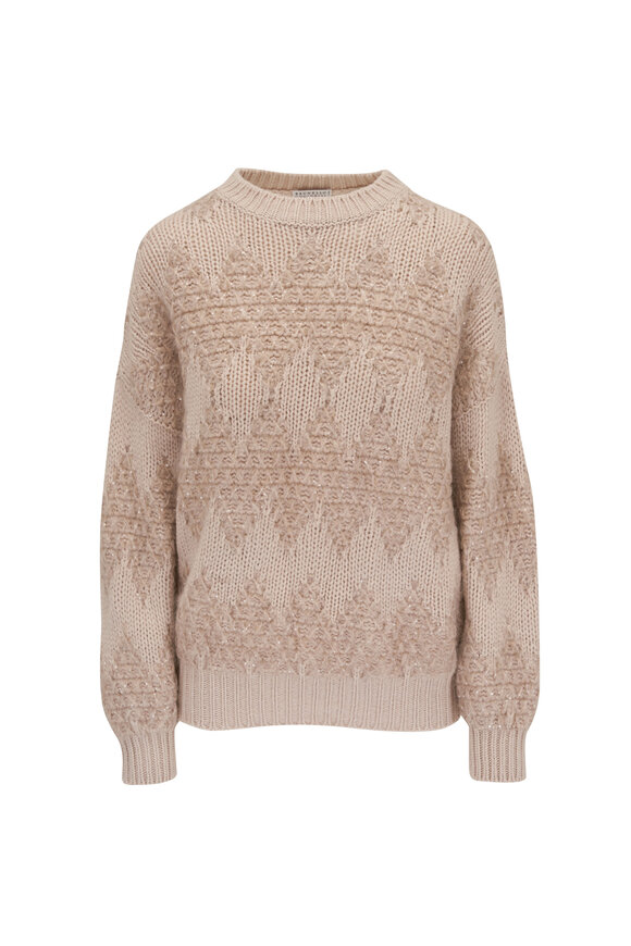 Brunello Cucinelli - Beige Winter Jacquard Paillette Sweater 