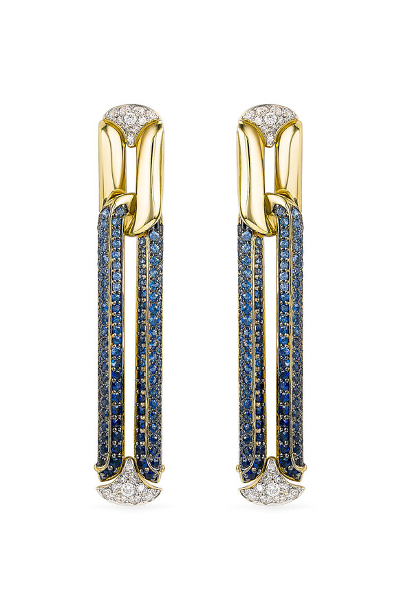 Miseno 18k Yellow Gold Arco Diamond & Sapphire Earrings
