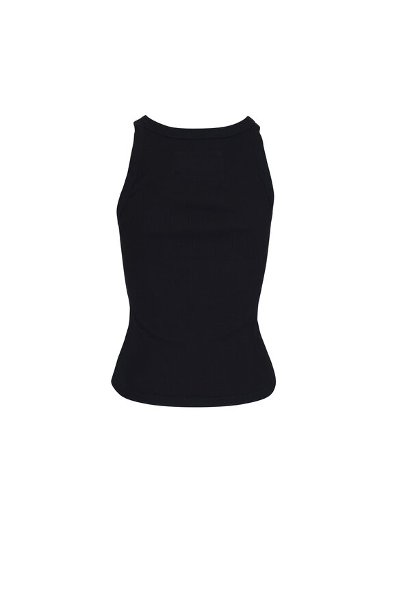 Nili Lotan Jennifer Jet Black Ribbed Cotton Tank - view 2