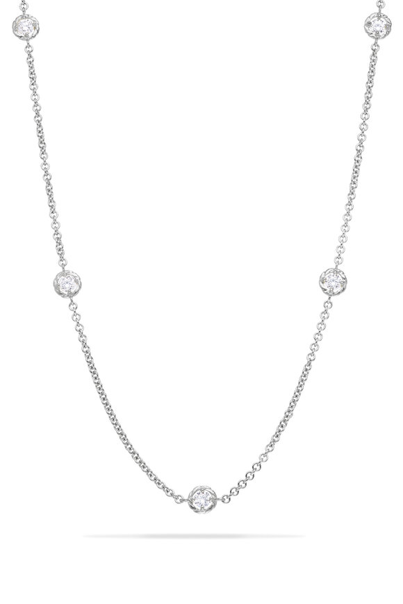 Paul Morelli 18k White Gold Diamond Station Chain Necklace - view 1