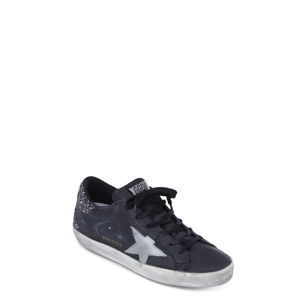スニーカー GOLDEN  SILVER AND BLACK LEATHER SUPER STAR SNEAKERS GOLDEN GOOSE Superstar distressed metallic leather and suede