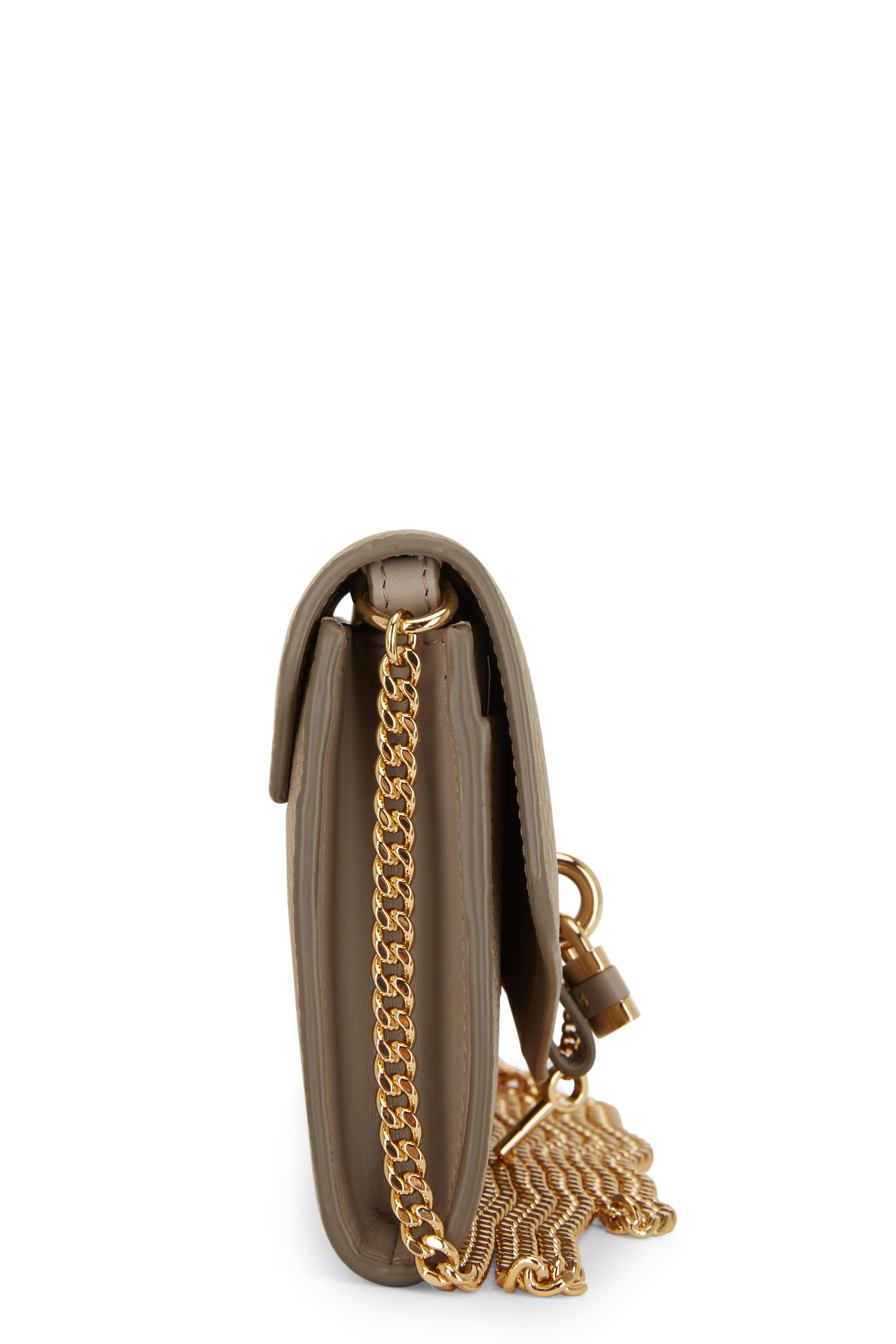 Chloé - Aby Motty Gray Leather Padlock Chain Wallet