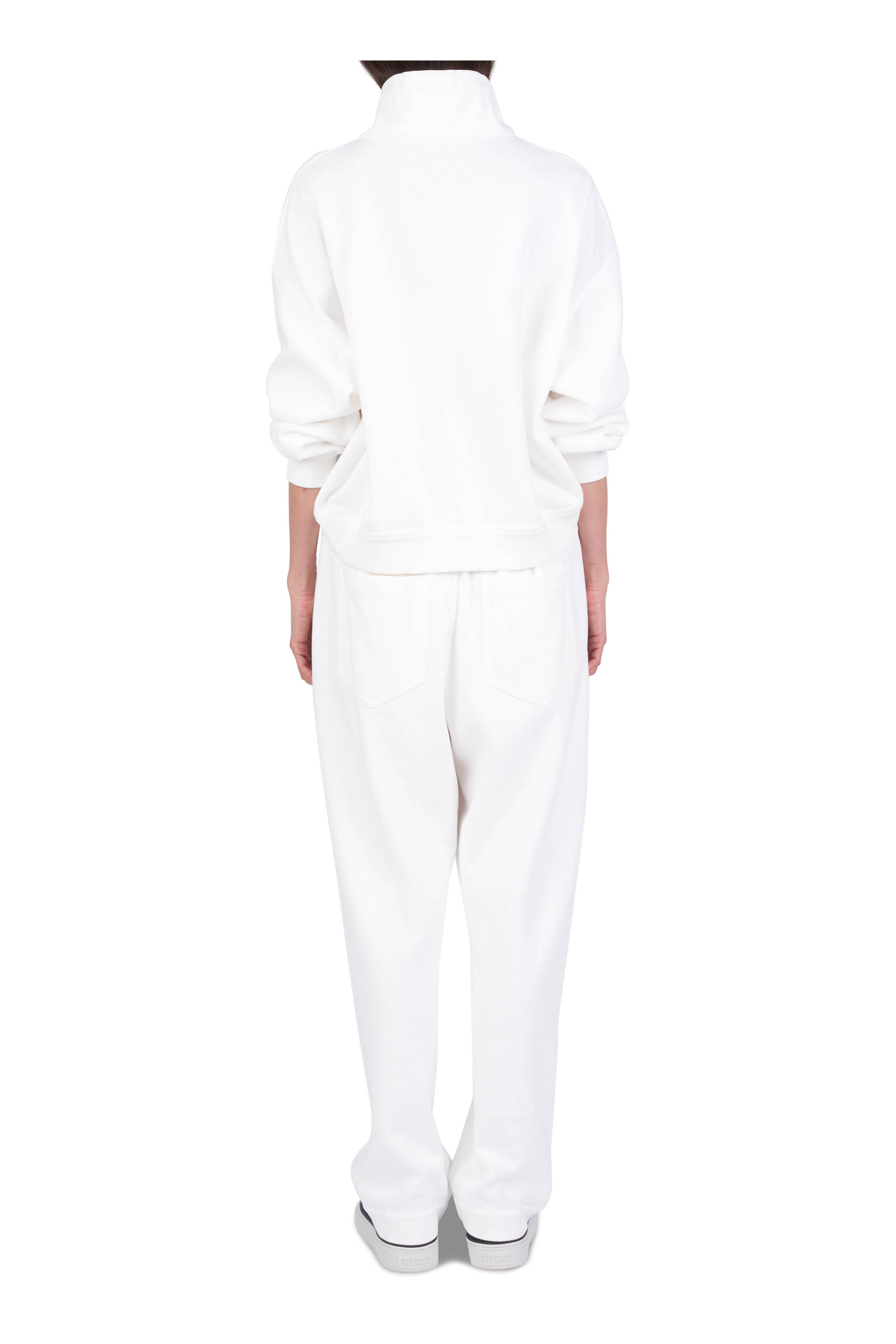 Brunello Cucinelli - White Piquet Quarter Zip Sweater