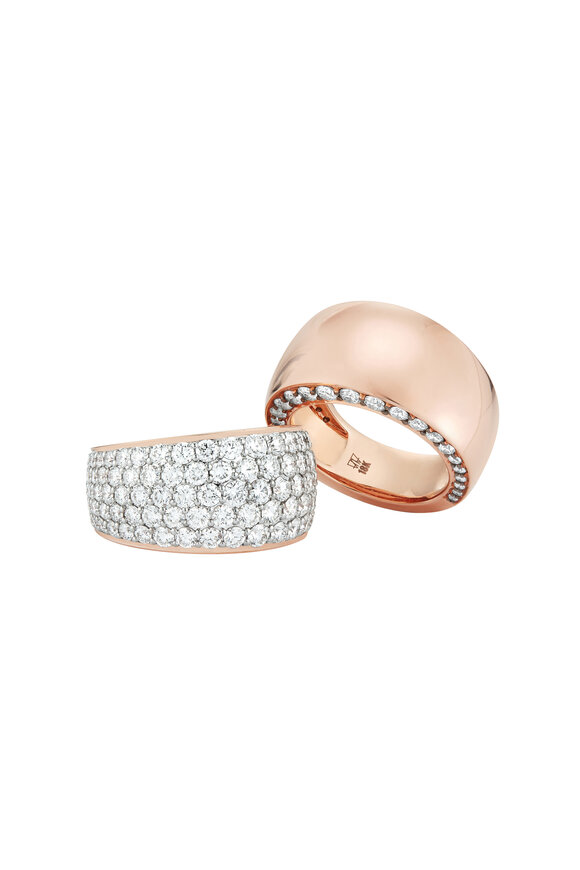 Walters Faith - Lytton 18K Rose Gold & Diamond Edge Bombe Ring