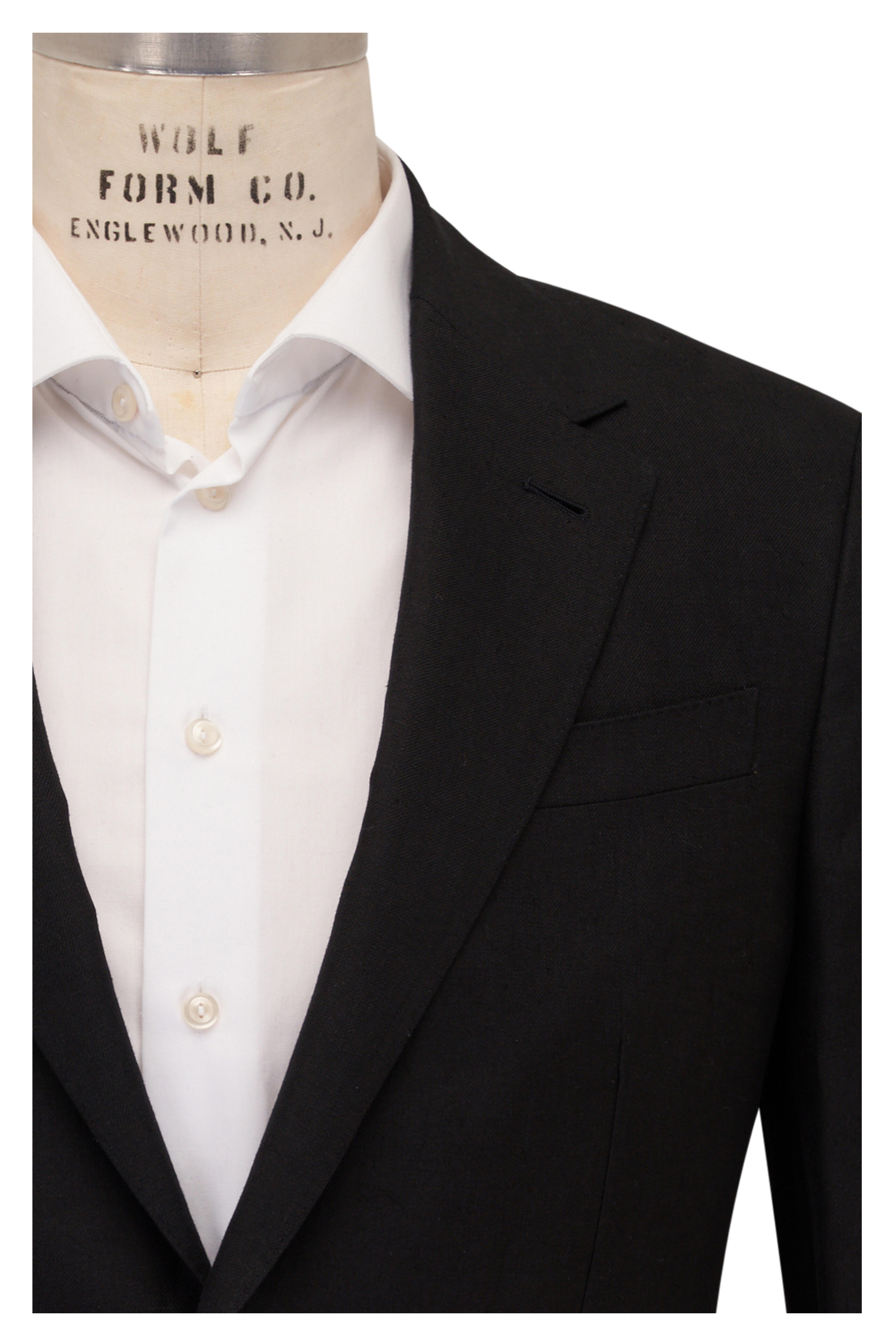 Zegna - Solid Black Linen Sportcoat | Mitchell Stores