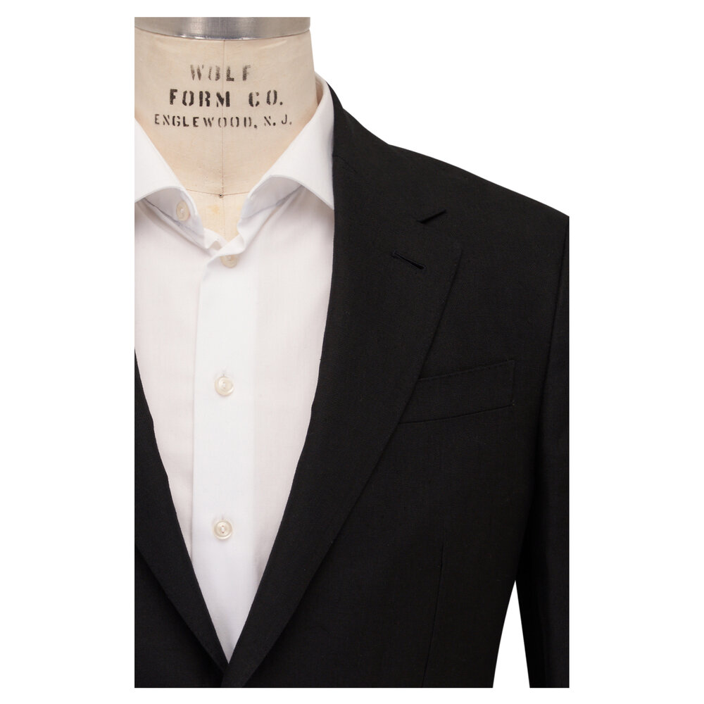 ZEGNA Black Silk Balcollar Coat イタリア製 ZEGNA Black Silk Balcollar Coat イタリア製
