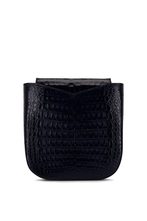 Maria Oliver - Ada Navy Blue Shiny Leather Crossbody Bag 