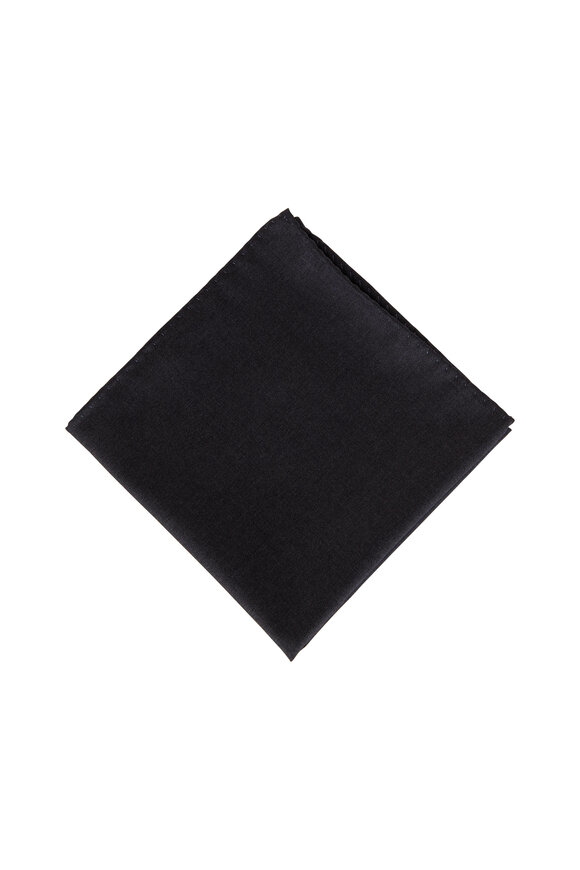 Dion Charcoal Gray Wool Pocket Square