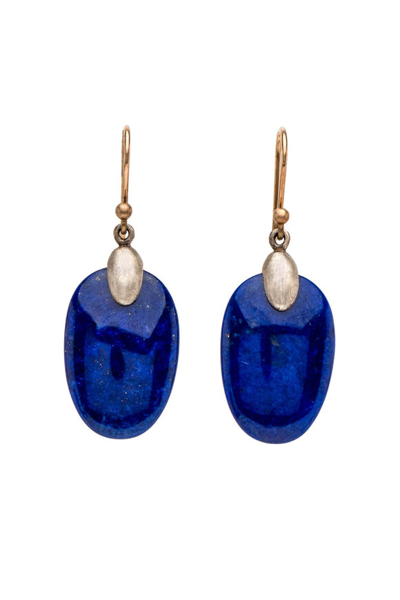 Ted Muehling Silver Top Lapis Small Chip Earrings