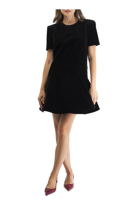 Valentino - Black Velvet Peplum Mini Dress 