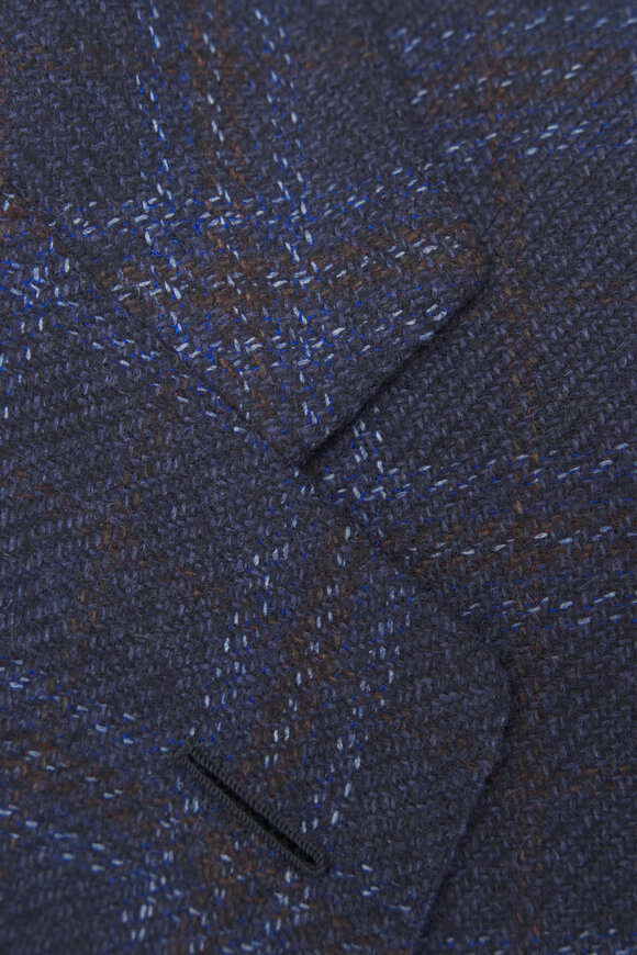 Brioni - Navy Blue & Charcoal Rust Check Sportcoat 