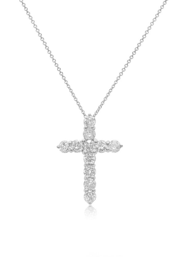 Diana M Jewels 18k White Gold Diamond Cross Pendant Necklace - view 1
