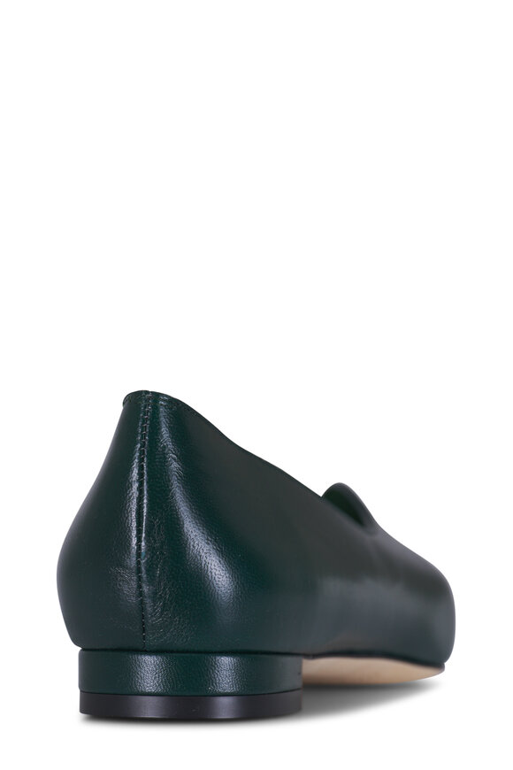Manolo Blahnik Soko Dark Green Leather Flat - view 4