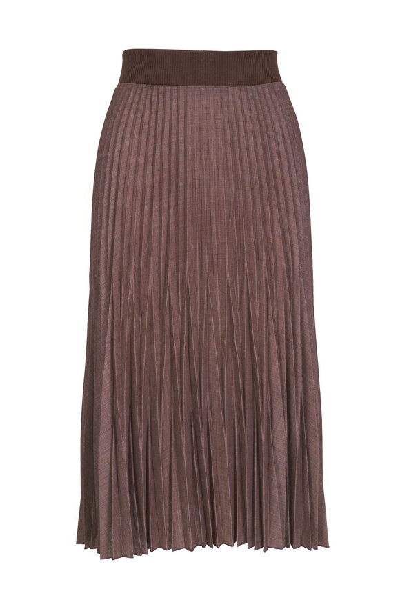 D.Exterior - Taupe Wool Pleated Midi Skirt 