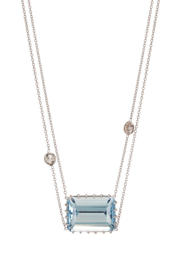 Renee Lewis - Diamond & Step Cut Aquamarine Layered Neckalce