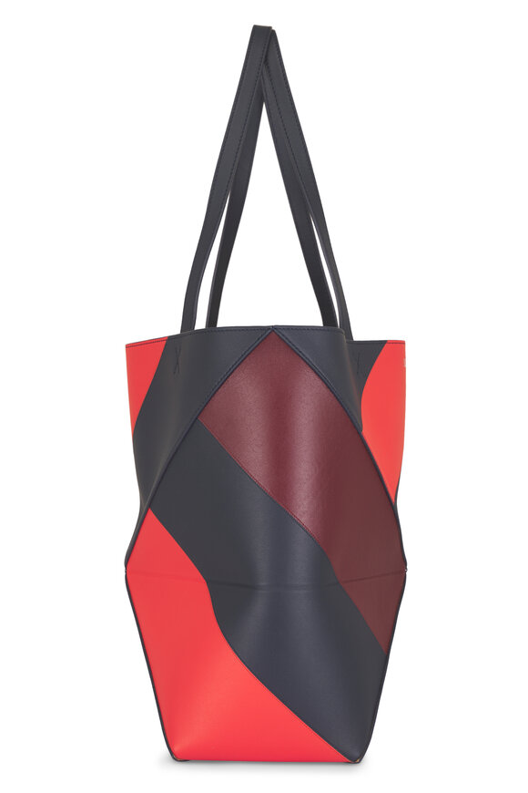 Loewe Medium Puzzle Fold Multi Deep Navy Leather Tote - view 4