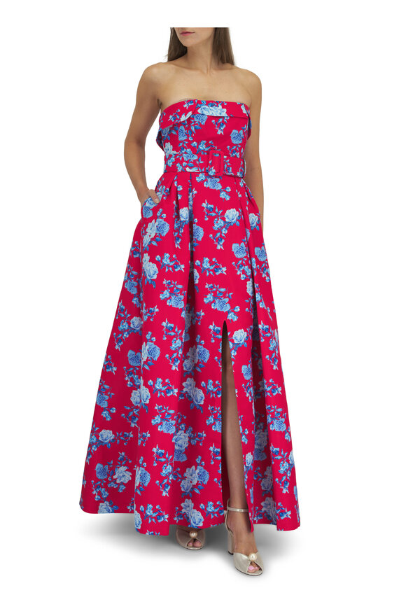 Sachin + Babi - Brielle Red & Blue Floral Gown 