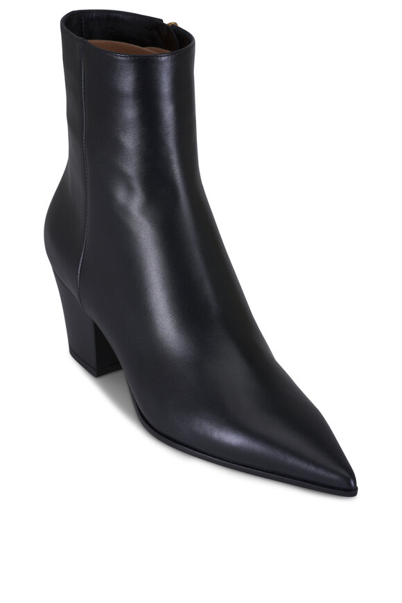 Gianvito Rossi Keinna Black Leather Zip Bootie, 55mm
