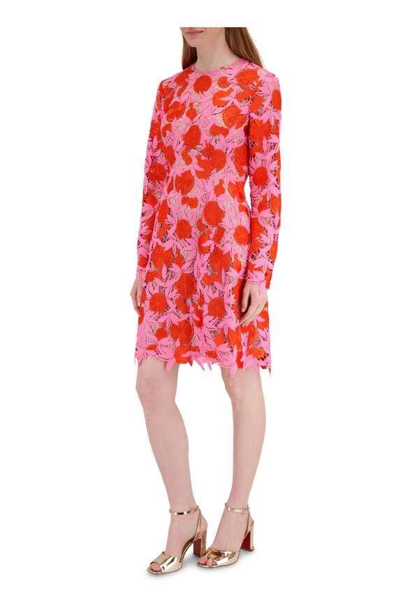 Lela Rose - Holly Fruit Guipure Pink Peony Lace Dress