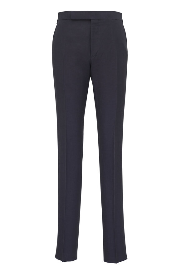 Ralph Lauren Purple Label Navy Gregory Silk & Linen Dress Pant